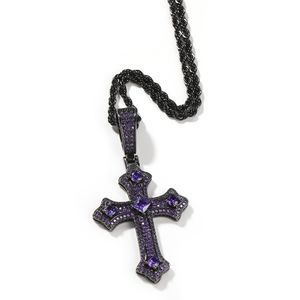 Collane con ciondolo croce ghiacciata Pendenti con croce nera in argento Gioielli per collana hip hop da uomo di moda