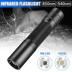 Flashlights Torches 5W 850nm 940nm LED Infrared Flashlight IR Torch Zoomable Infrared Illuminator for Night Vision Scope Weapon Gun Lights L221014