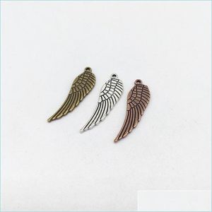 Charms 100Pcs Antique Sier Wings Pendant Charms Beads 5X16.5Mm K00108 1099 T2 Drop Delivery 2022 Jewelry Findings Components Dholm