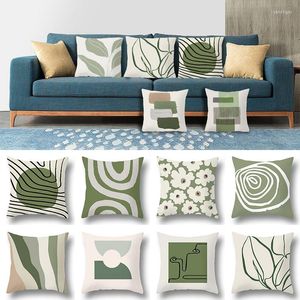 Kudde Mint Green Pudowcase Geometric Print Cover Sofa Decorative