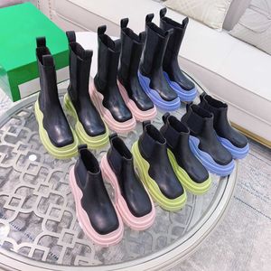 Luxuy Boots Leather Martin Ankle Premium Chaelsea Booties Fashion Non-Slip Warm Wave Colorful Rubber Outsole Elastic Webbing Comfort booties