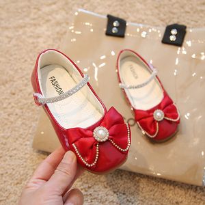 Barns plattskor bowknot prinsessan fest prestationsskor baby student flicka skor för barn mjuka läderlägenheter 21-35