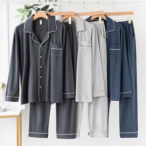 Men's Sleepwear Men's Pajamas Spring And Autumn Long Sleeved Trousers Modal Home Clothes Thin XXXXL Plus Fat Size Suit Turn-down Collar