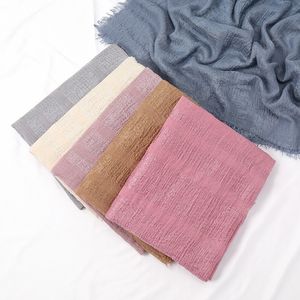 Women Muslim Crinkle Hijab Scarf Femme Musulman Cotton Headscarf Islamic Hijabs for Woman Long Shawls and Wraps