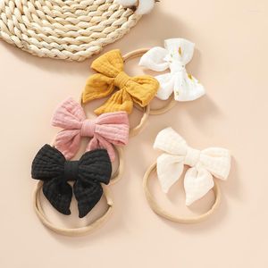 Hair Accessories Born Baby Headband Muslin For Girl Hairband Butterfly Bow Infants Nylon Elastic Band Cute Pography Props