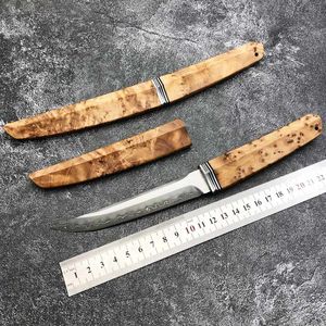 Tamahagane dritto coltello portatile fisso in stile giapponese piccolo sopravvivenza katana sopravvive