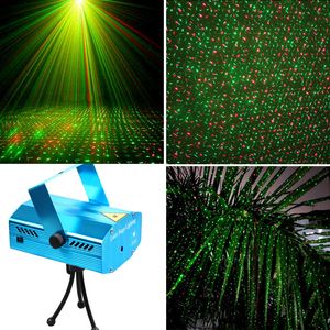 150mW Mini Moving Stage Laser LED lampor Projektorer Starry Sky Red Green LED RG för Music Disco DJ Party Xmas Show Light Projector med stativ