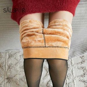 Kvinnors leggings kvinnor vinter varma leggings plus sammet tjocka tights hög midja elastiska varma fitness byxor kallbeständiga byxor t221014