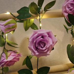 Strängar nyhet Rose Fairy String Lights Artificial Flower Garland med LED -kopparlampor för julår bröllopsfest dekoration