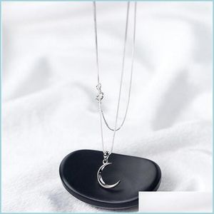 Pendant Necklaces Korean Style New Fashion Sweet Moon Sterling Sier Jewelry Temperament Crescent Clavicle Chain Pendant Necklaces Dhixv