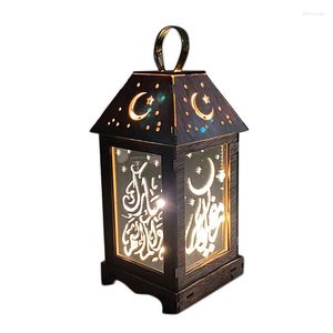 Night Lights EID Mubarak Wooden Pendant Ramadan Decoration Islam Muslim Party Decor Al Adha
