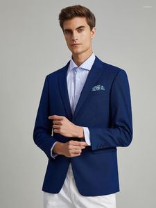 Męskie garnitury 1 przycisk Mężczyźni Blezer Deep Blue Slim Fit Spring Cienka moda ślub noszenie chłopca ojciec biznesmen codziennie odzież 6xl 58