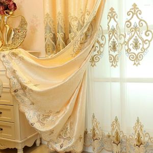 Curtain Ready Made Window Curtains For Living Room Luxury Embroidery Blinds Blackout Fabric And Tulle Villa Bedroom