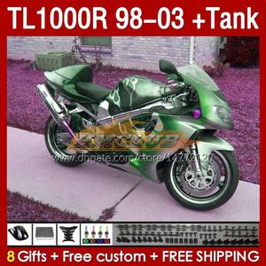 & Tank Fairings For SUZUKI TL-1000R SRAD TL-1000 TL 1000 R 1000R 98-03 Bodywork 162No.164 TL1000R 1998 1999 2000 01 02 03 TL1000 R 98 99 00 2001 2002 2003 Fairing silvery green