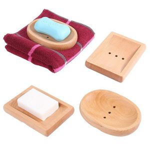 Party Favor Natural Wood Badrum Dusch Tvållåda Datlagringsplatta Drain Tray Holder Fall för baddusch T1015