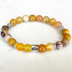 Strand MG1677 Sagittarius Zodiac Bracelet For Women 8 MM Myanmar Jade Mookaite Jasper Energy Wrist Mala Natural Gemstone Jewelry