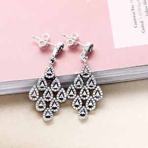 CZ Diamond Teardrop Dangle Earring z oryginalnym pudełkiem do Pandora Authentic 925 Srebrny Srebrny Piękny Women Projektant Wedding Biżuteria