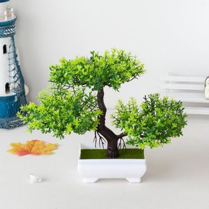 Decorative Flowers Artificial Plants Bonsai Plastic Pine Tree Potted Plant Fake For Home Office Table Decoration Wedding Garden Ornaments