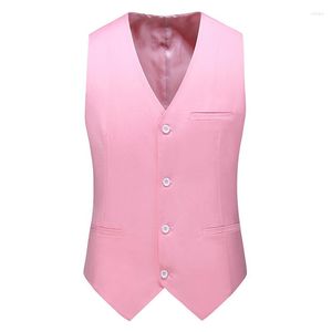 Men's Vests Solid Mens Suit Vest 2022 Fashion Men Formal Sleeveless Slim Fit Double Breasted Waistcoat High Quality For