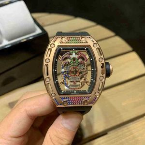 Luxury Mens Mechanics Watches Wristwatch RM Mill Wine Barrel Watch Millr RM052 Series Automatisk mekanisk färg Diamond Case Tape Men HLJM