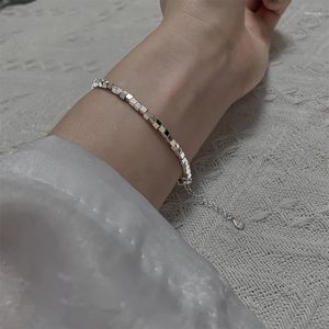 Link Armbänder Silber Farbe Stapelbar Glatte Quadratische Würfel Armband Für Frauen Männer Einfache Trendy Schmuck Großhandel