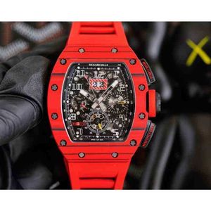 Luxury Mens Mechanical Watch RM11-03 Hela automatisk rörelse Sapphire Mirror Rubber Watchband Swiss Armtur Guu3