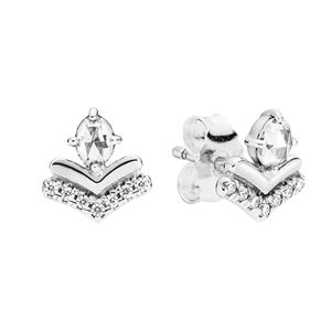 Autentici orecchini a forma di quadrilatero in argento sterling 925 da donna Gioielli da regalo di nozze per ragazze con scatola originale per orecchini di fidanzamento con diamanti Pandora CZ