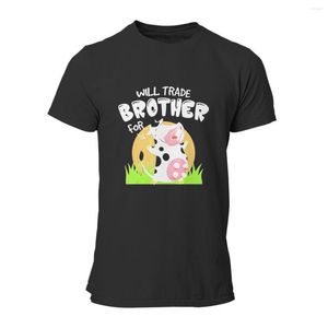 Męskie koszulki Krowa - będzie wymienił brata na zabawną koszulkę czarne hurtowe ubrania punkowe kawaii topy plus size odzież 7086
