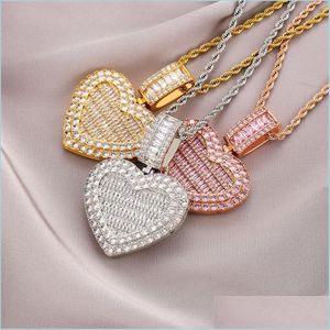 Pendant Necklaces Customize Memorial Po Frame Medal Pendant Necklace Heart Shape Can Be Opened Men Women Lover Gift Couple Pendants D Dhnb8