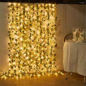 Strings 5/10m Solar Green Ivy Garland Plants Vine Hanging With LED String Light Rattan Lights Wedding Birthday Garden Party Decoration