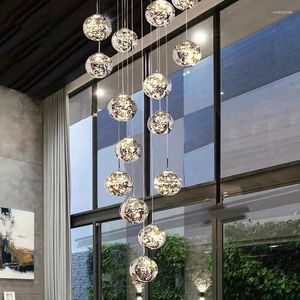 Chandeliers Modern Spiral Chandelier Living Room Villa Loft Dining Kitchen Crystal Ball Stair Ceiling Light