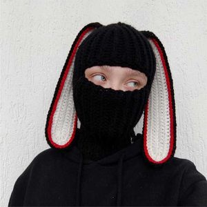 Cappelli ciclistici maschere fatti coniglietto fatti a maglia a mano balaclava inverno in lana calda seve seve halloween makp maschera per cappello da sci della maschera da sci.