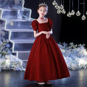 Girl Dresses European Style Wedding Dress Short Sleeve Exquisite Princess For Party Big Tutu Of 5-14 Years Old