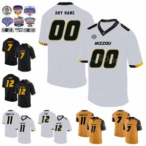 NCAA Koleji Missouri Tigers Futbol 12 Brady Cook Jersey Nathaniel Peat 20 Cody Schrader 7 Dominic Lovett 11 Barrett Korkuma 8 Tyron Hopper Siyah Beyaz