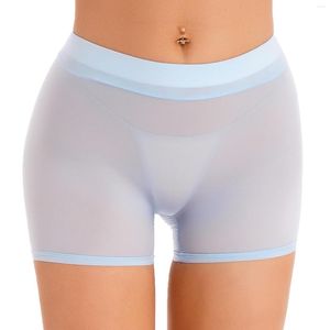 Pantaloncini da donna Pantaloni corti elasticizzati a vita bassa da donna Biancheria intima lucida semitrasparente Abbigliamento da notte Piscina da spiaggia Nuoto