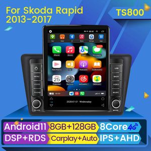 2DIN Multimedia Player Car DVD Radio Stereo Android Auto для Skoda Rapid 2012-2020 Tesla Style GPS Navigation CarPlay DSP BT