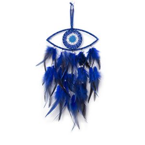 Evil Eye Dream Catcher Dekorativa figurer Blue Feather Dream Catchers For Bedroom Wall Hanging Ornament Handmade Christmas Blessing Festival Gift 1223249