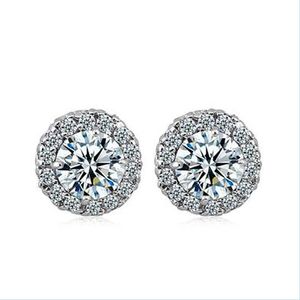 Stud Friends 18K White Gold Plated Stud Earings Big Diamond for Women Zircon Earrings Drop Delivery 2022 Jewelry Earring DHDHV