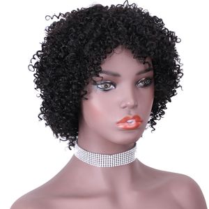 Cabelo humano Pixie Curly Wigs Afro Short foff Women Lace Front