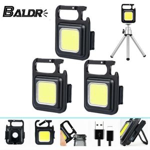 Ficklampor facklor Baldr Portable Mini LED Work Light Night Running Falllamp USB Raddbar inbyggd Batter camping Vandring Cob Lantern L221014
