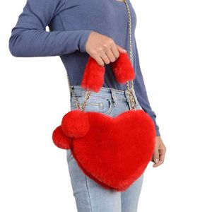 Borse Portamonete 2022 Big Love Bag Ball Gift Borse a mano in peluche rosso rosa nero