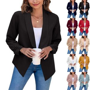 Women's Suits Women Office Lady Blazer Ladies Vintage Solid Color Lapel Open Front Business Suit Jacket