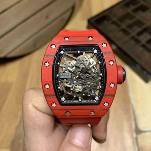 Luxury RM Wristwatch Mill Business Leisure Watch RM035 Automatisk mekanisk Millr Red Carbon Fiber Tape Män Watches Designer Waterproof