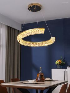 Pendant Lamps Modern Minimalist Crystal Dining Room Chandelier Light Luxury C-shaped Living Led Creative Bedroom