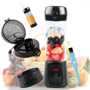 Juicers 휴대용 믹서기 Juicer LCD Sreen USB 충전 6 블레이드 전기 믹서 파워 뱅크 기능 스무디 메이커