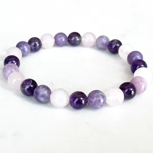 Strand MG1708 Womens Gemini Zodiac Bracelete 8 mm Amethyst Lepidolite Rose quartzo chakra panor