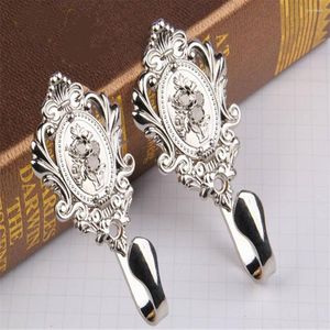 Home Decor 2pcs Bedroom Drapery Holdback Hooks Door Coat Hanger Window Wall Mounted Curtain Tieback Hat Vintage Alloy Fittings Rose Pattern