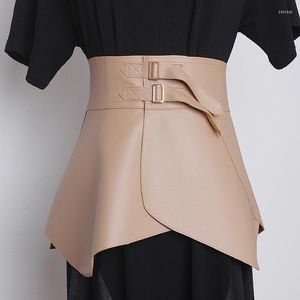 Belts 2022 Super Wide Soft Double-faced PU Waistband Women Irregular Leather Slim Corset Ladies Blouse Shirt Dress Belt Cinch Strap