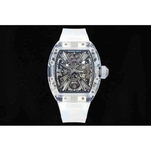 Luxury Mens Watch RM Wristwatch Mill Wine Barrel Watch RM12-01 Millr Tourbillon Blue Transparent Tape Watches 445o