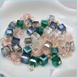 Charms charm manuell hänge för halsband glas naturliga läkande kristaller små fyrkantiga diy charm smycken gör kvinna hängen by dhn0x